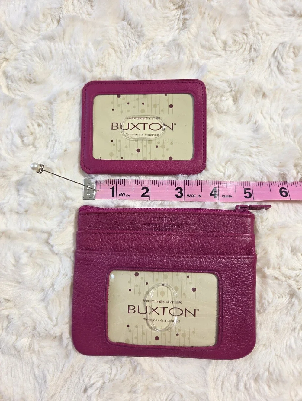 Buxton - 2 Pc. Genuine Leather Coin & Card ID Change Purse Mini Wallet